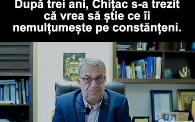 Chițac este primar de peste trei ani și s-a trezit abia acum, cu câteva luni înainte de a-și încheia mandatul, că vrea să afle ce îi nemulțumește pe constănțeni