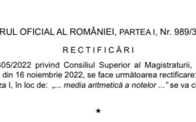 Așa-zisa rectificare a Legii CSM, apărută în Monitorul oficial de ieri, reprezintă un abuz grosolan