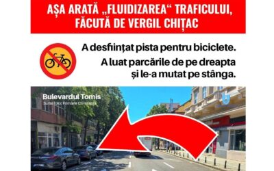 „Fluidizarea” traficului marca Chițac: pista de biciclete de pe bulevardul Tomis, desființată. Locurile de parcare, mutate de pe o parte pe alta