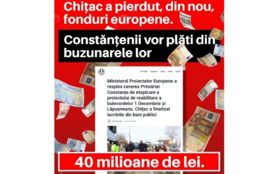 Primarul PNL Vergil Chițac a pierdut, din nou, fonduri europene!